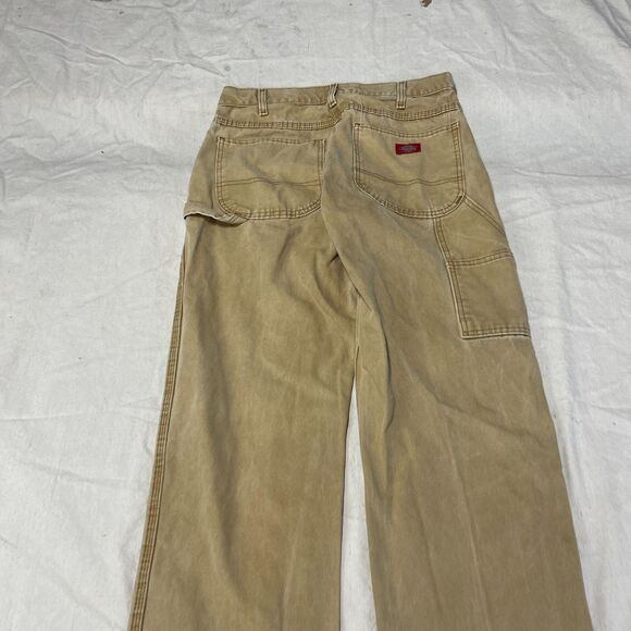 Dickies Work Pants Mens 32x3x Beige Canvas Work Wear Relaxed Fit Carpenter Logo - Picture 3 of 14